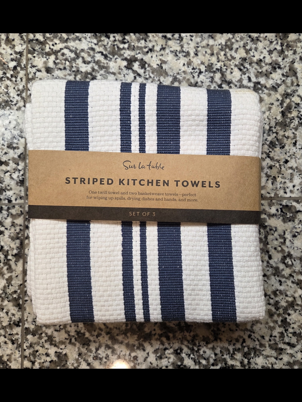 Sur La Table Navy and White Striped Kitchen Towels - Set of 3